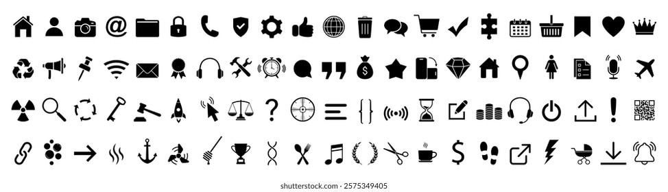 Web icon set. Home, email, address, globe, chat, message, mail, telephone, information, support, search, website, icon. Contact and web icons set. Website set icon vector.