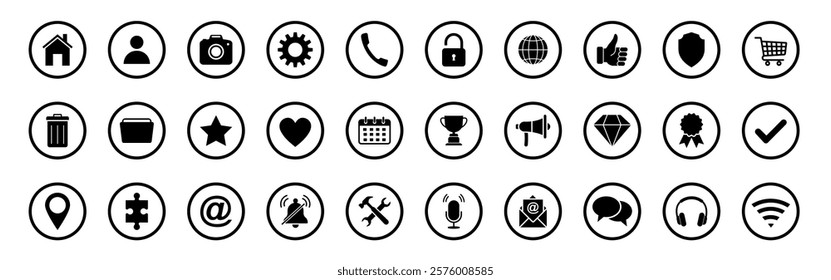 Web icon set. Home, email, address, globe, chat, message, mail, telephone, information, support, search, website, icon. Contact and web icons set. Website set icon vector.