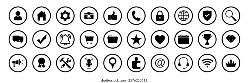 Web icon set. Home, email, address, globe, chat, message, mail, telephone, information, support, search, website, icon. Contact and web icons set. Website set icon vector.