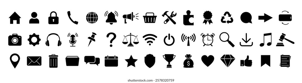 Web icon set. Home, email, address, globe, chat, message, mail, telephone, information, support, search, website, icon. Contact and web icons set. Website set icon vector.