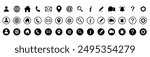 Web icon set. Home, location, call, at, email, address, globe, chat, message, mail, telephone, information, support, search, website, icon. Contact and web icons set. Website set icon vector.