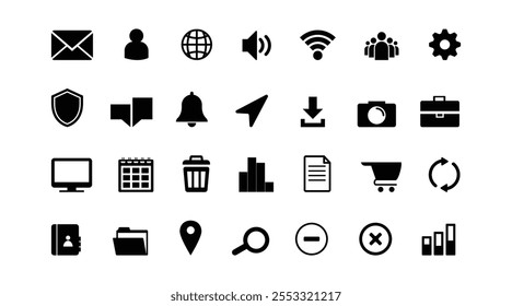 Conjunto de iconos de Web. Inicio, ubicación, búsqueda, Sitio web, ícono. Contacto e iconos web. Colección de Connect Icons. Conjunto de iconos de contacto