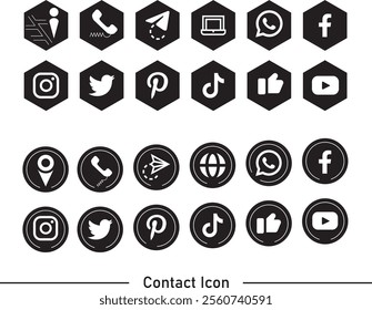 Web icon set. Home, location, call, at, email, address, globe, chat, message, mail, telephone, information, support, search, website, icon. Contact and web icons set. Website set icon vector.