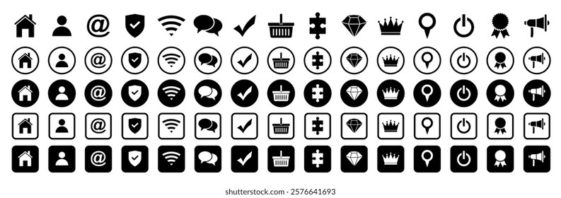 Web icon set. Home, location, call,  email, address, globe, chat, message, mail, telephone, information, support, search, website, icon. Contact and web icons set. Website set icon vector.