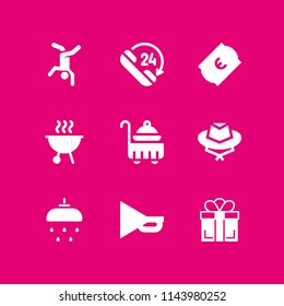 web icon set with horn, hat and restaurant vector icons for web and graphic design