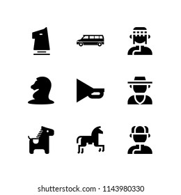 web icon set  with horse, chess horse and knight vector icons for web and graphic design