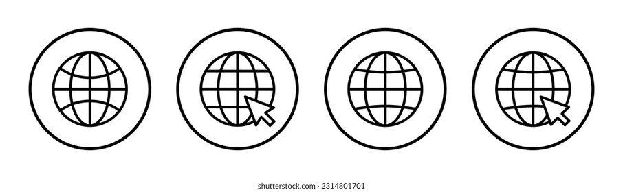 Web icon set illustration. go to web sign and symbol. web click icon. Global search icon