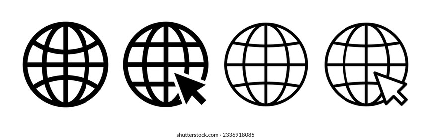 Web-Icon-Set-Illustration. gehen Sie zu Web-Zeichen und Symbol. Web-Click-Symbol. Globales Suchsymbol