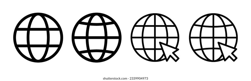 Web icon set illustration. go to web sign and symbol. web click icon. Global search icon