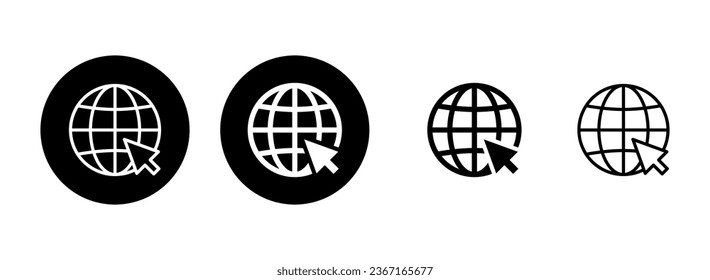 Icono web de la ilustración. ir al símbolo y signo web. icono de clic en el sitio Web. Icono de búsqueda global