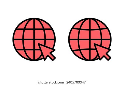 Web icon set illustration. go to web sign and symbol. web click icon. Global search icon