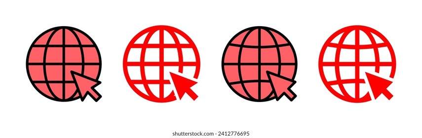 Web-Icon-Set-Illustration. gehen Sie zu Web-Zeichen und Symbol. Web-Click-Symbol. Globales Suchsymbol
