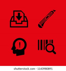 web icon set  with inbox, cutter and head vector icons for web and graphic design