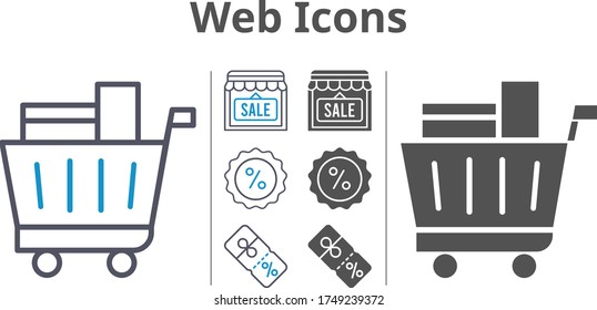 web icon set included shop, shopping cart, discount icons