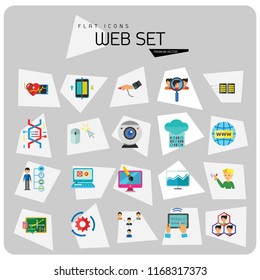 Web Icon Set. Internet Data Flow Web Camera Online Recruitment Server Man With Megaphone Strategic Control Changes Adaptation Cohesion Structure Inserting Design Computer Monitor