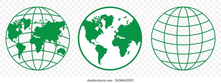 Web icon set. Internet icon set. Global symbol set of Green Color on Transparent Background. EPS 10.