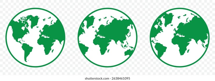 Web icon set. Internet icon set. Global symbol set of Green Color on Transparent Background. EPS 10.