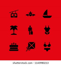 web icon set  with kite, tourist and bikini vector icons for web and graphic design