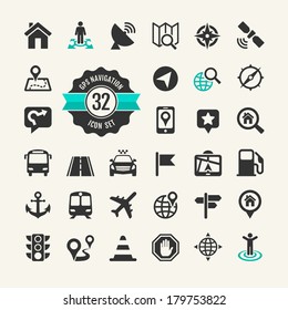 Web icon set. Location, navigation, transport, map