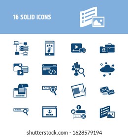 Web icon set and log in page with hosting, design brief and user experience. Browser related web icon vector for web UI logo design.