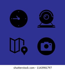 web icon set with map, photo camera and clock vector icons for web and graphic design