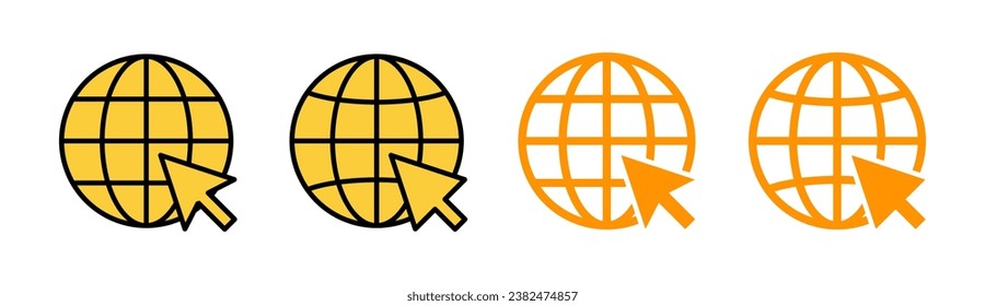 Web icon set for web and mobile app. go to web sign and symbol. web click icon. Global search icon