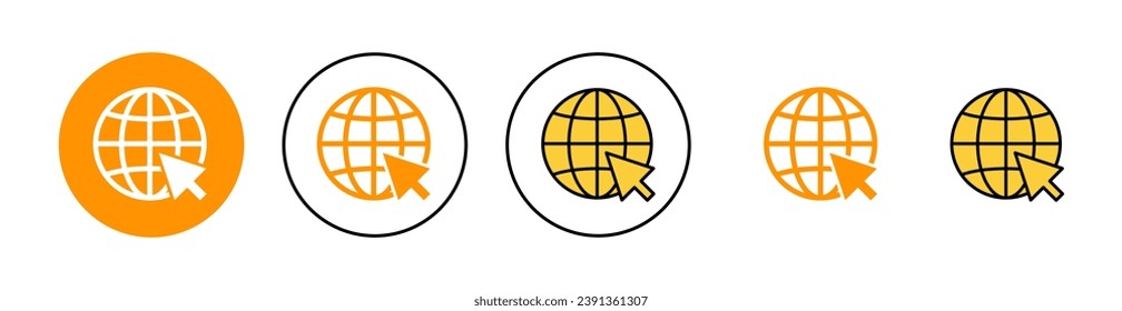 Web icon set for web and mobile app. go to web sign and symbol. web click icon. Global search icon