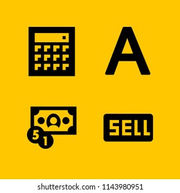 web icon set  with money, capital a and calculator vector icons for web and graphic design