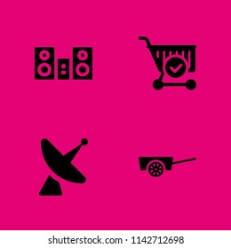 web icon set. music player, satellite dish and cart vector icon for graphic design and web