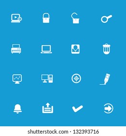 Web icon set on blue background,vector