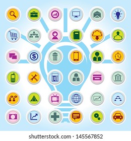 Web Icon Set On Colour Buttons Backgrounds Eps-10