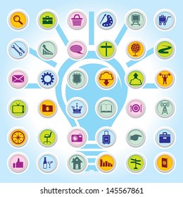 Web Icon Set On Colour Buttons Backgrounds Eps-10