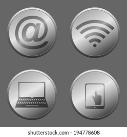 Web icon set on the grey background. Vector illustration.