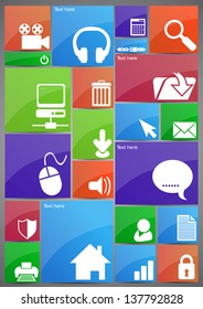 Web icon set on paper stickers
