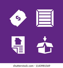 web icon set with package, mortgage and ticket vector icons for web and graphic design
