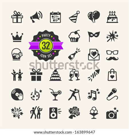  Web icon set Party, Birthday, celebration 