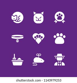 web icon set with paw print, paw and mouse toy vector icons for web and graphic design