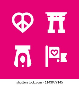 web icon set with peace, torii gate and candle vector icons for web and graphic design