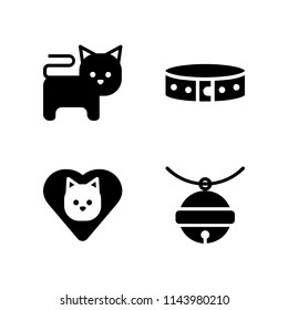 web icon set with pet bell, collar and cat vector icons for web and graphic design