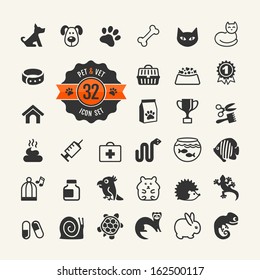 Web Icon Set - Pet, Vet, Pet Shop, Types Of Pets.