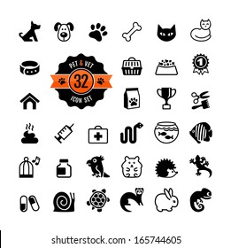 Web Icon Set - Pet, Vet, Pet Shop, Types Of Pets 