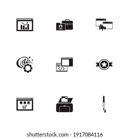 Web icon set and pingback with web design, creative services and products page. Printer related web icon vector for web UI logo design.