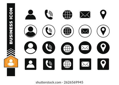 Conjunto de iconos de Web. Perfil, Dirección, Teléfono, Correo, Sitio web, Asistencia, Información e Iconos de Comunicación. Conjunto de iconos de negocios.