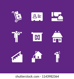 web icon set with reception, house and hotel vector icons for web and graphic design