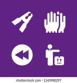 web icon set with rewind, clippers and gloves vector icons for web and graphic design