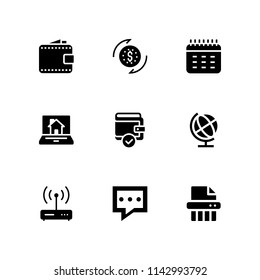 web icon set. router, earth globe and printer vector icon for graphic design and web