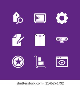 web icon set with safebox, browser and webcam vector icons for web and graphic design