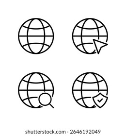 Websymbolsatz. Websuche, Sicherheitssymbol. WWW-Symbol.