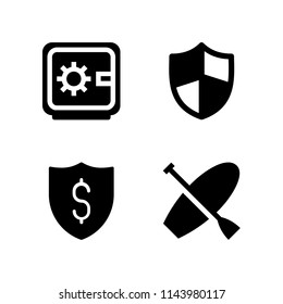 web icon set with shield, surf and safebox vector icons for web and graphic design