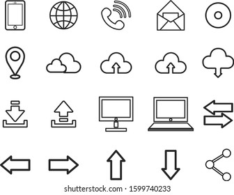 Web icon set simple outline style signs